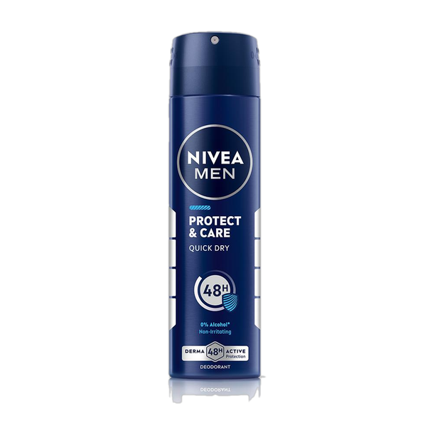 Nivea Men Protect & Care, Non Irritating & Gentle, 48h Protect & 0% Alcohol, Woody Scent Deodorant Spray  -  For Men