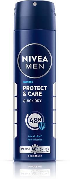 Nivea Men Protect & Care, Non Irritating & Gentle, 48h Protect & 0% Alcohol, Woody Scent Deodorant Spray  -  For Men