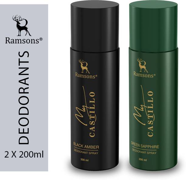 RAMSONS MY CASTILLO BLACK AMBER & MY CASTILLO GREEN SAPPHIRE Combo Deodorant Spray  -  For Men & Women