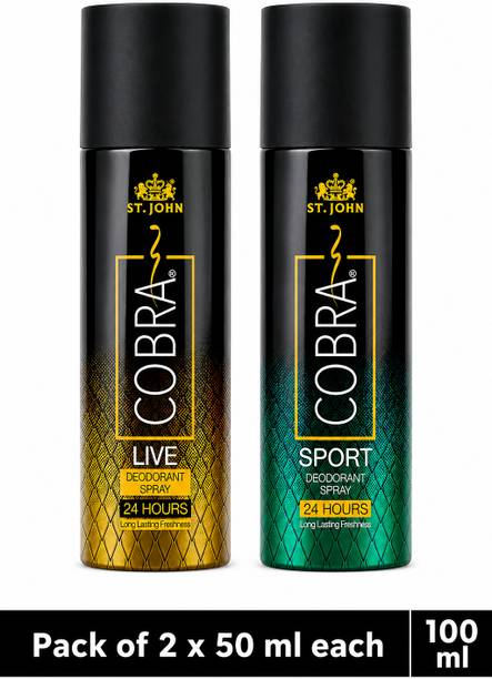 ST-JOHN Cobra Deo Live 50 ml | Cobra Deo Sports 50 ml Deodorant Spray  -  For Men & Women