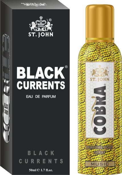ST-JOHN Cobra Deodrant No Gas Music 100ml & Black Current 50ml Perfume Combo Pack Perfume Body Spray  -  For Men & Women