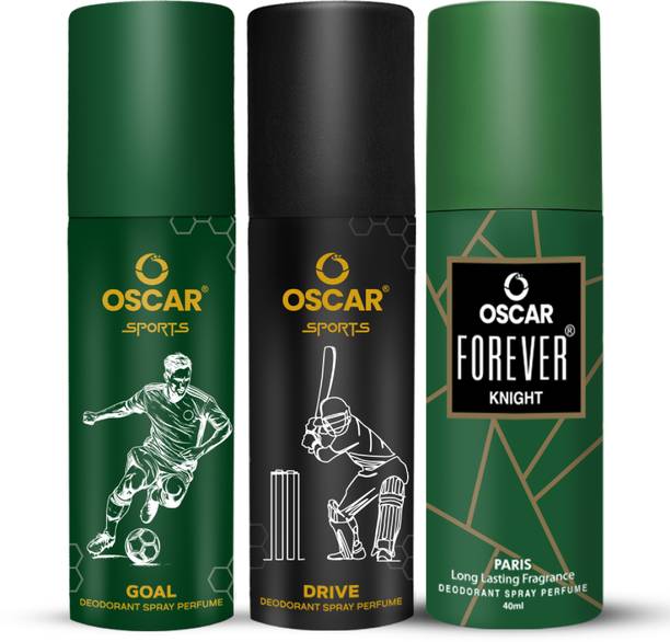 OSCAR Sports Goal, Drive & Knight Nano Deo | Long Lasting (50mlx2, 40mlx1) Deodorant Spray  -  For Men & Women