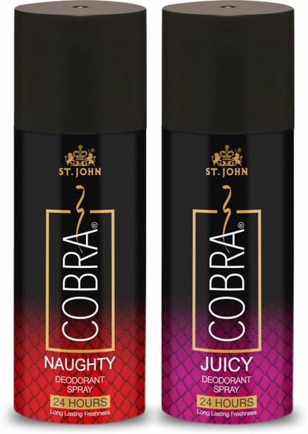 ST-JOHN Cobra Deo Naughty and Juicy Long Lasting150ML each Deodorant Spray  -  For Men & Women