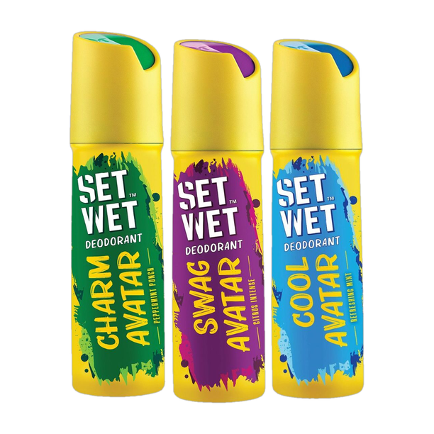 SET WET Cool, Charm & Swag Avatar Deodorant & Body Spray Perfume For Men,Pack of 3 Deodorant Spray  -  For Men