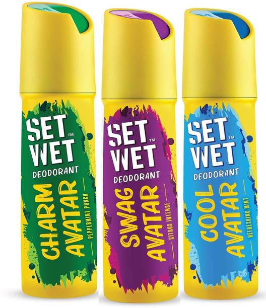 SET WET Cool, Charm & Swag Avatar Deodorant & Body Spray Perfume For Men,Pack of 3 Deodorant Spray  -  For Men