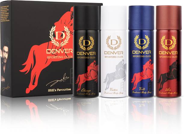डेनवर SRK's Favourite Sporting Club Nano Deo | Long lasting Deodorant Spray (50ml x 4)  -  पुरुषों के लिए