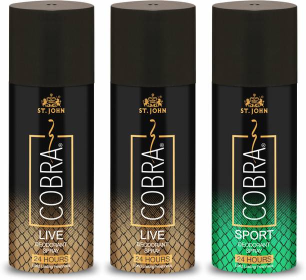 ST-JOHN Cobra Deo Sport and Deo Live (2Pcs) - 150Ml each Body Deodorant Spray  -  For Men & Women