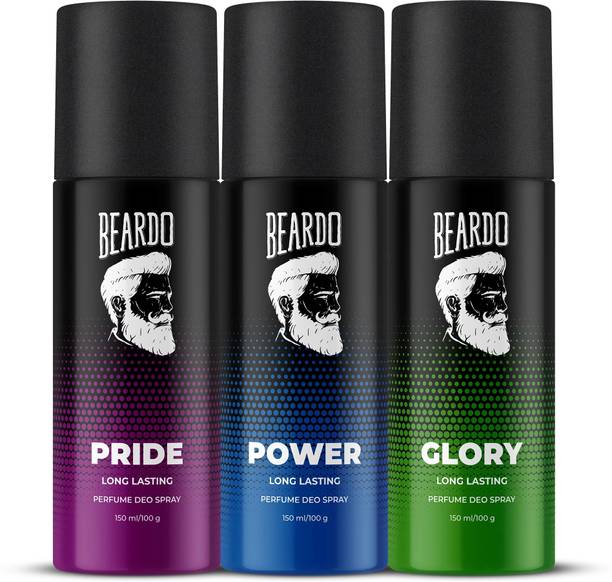 BEARDO Pride Perfume Deo Spray 150ml, Glory 150ml & Power Body Spray 150ml (Set of 3) Deodorant Spray - For Men
