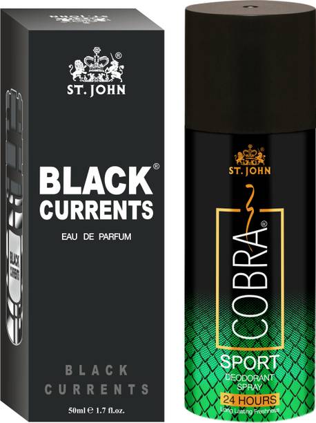 ST-JOHN Cobra Deodrant Sports 150 ml & Cobra Black Current 50ml Perfume Combo Gift Pack Perfume Body Spray  -  For Men & Women