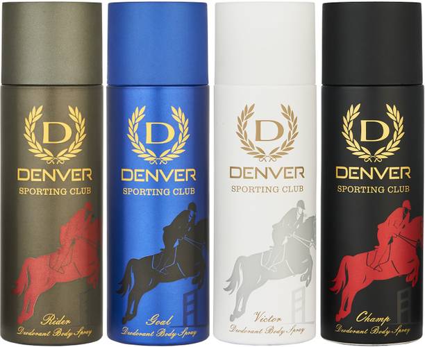 डेनवर Sporting Club Rider, Goal, Victor & Champ Deodorant Spray Combo  -  पुरुषों के लिए