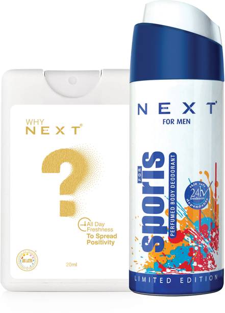 NEXT Sports Deo Spray and Why? Pocket Perfume- 150ml+ 20ml Duo Deodorant Spray  -  For Men & Women