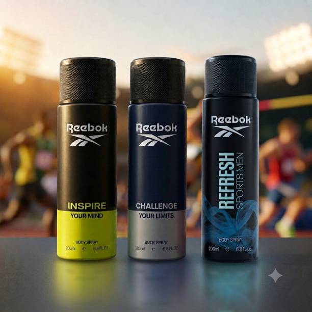 REEBOK Challenge + Refresh + Inspire Long Lasting Deodorant Combo 3x200ml Body Spray - For Men