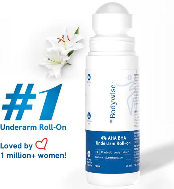 Be Bodywise 4% AHA BHA Underarm Roll On | Flora Fragrance | Reduces Odour & Pigmentation Deodorant Roll-on  -  For Women