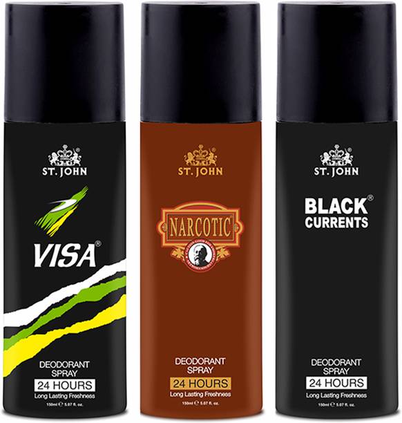 ST-JOHN Deodorant Limited Edition Narcotic Black Current & Visa | 24 Hr Long Lasting Deo Deodorant Spray  -  For Men