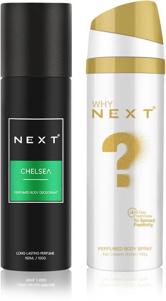 NEXT Premium Chelsea150ml&Why 200ml Combo Gift Set|Long Lasting|Perfumed Deodorant Spray  -  For Men & Women