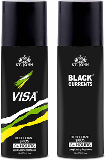 ST-JOHN Deodorant Limited Edition Black Current & Visa | 24 Hr Long Lasting Deo Deodorant Spray  -  For Men