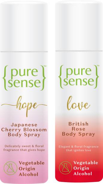 पुरेसेंस Body Spray Combo (Love British Rose+Japanese Cherry Blossom) Long Lasting No Gas  -  पुरुषों और महिलाओं के लिए