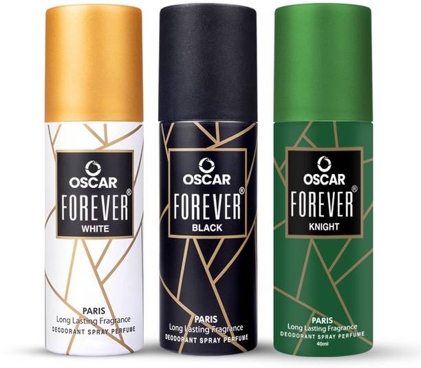 OSCAR Forever White, Black & Knight Unisex Deodorants Body Spray 40ML Each Deodorant Spray  -  For Men & Women