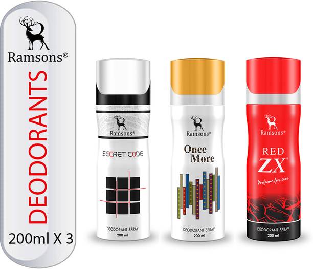 RAMSONS Secret Code, Once More and Red ZX Deodorant Combo Deodorant Spray  -  For Men & Women