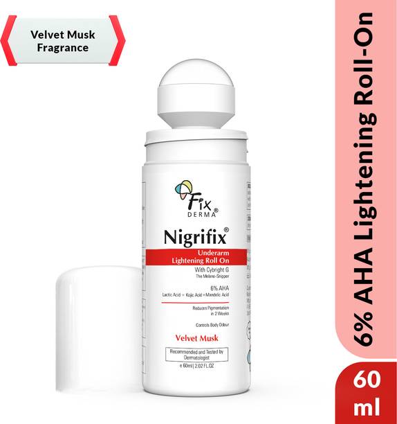 Fixderma Nigrifix Underarm Velvet Musk Roll on with 6% AHA, Lactic Acid & 1%Mandelic Acid Deodorant Roll-on  -  For Men & Women