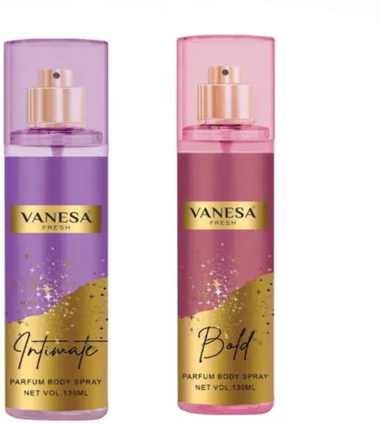VANESA FRESH BOLD & INITIMATE No Gas Deodorant With Long Lasting Fragrance (135Ml*2) Body Spray  -  For Men & Women