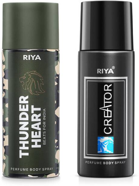 RIYA Thunder Heart & Creator Body Spray Deodorant Combo Pack , Long-Lasting Fragrance Perfume Body Spray  -  For Men