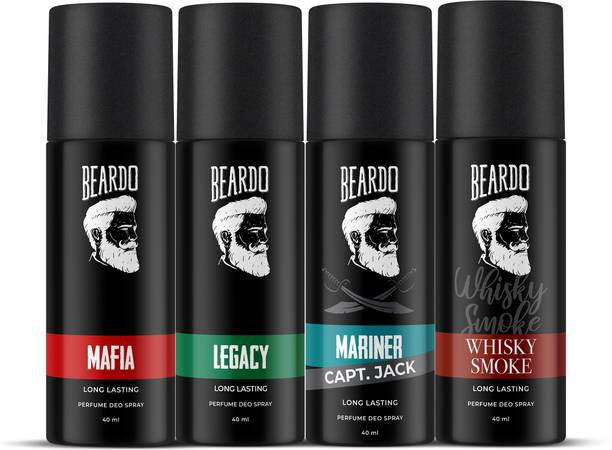 BEARDO Fantastic 4 Perfume Deo Set | Whisky Smoke, Mariner, Mafia, Legacy Deodorant Spray  -  For Men
