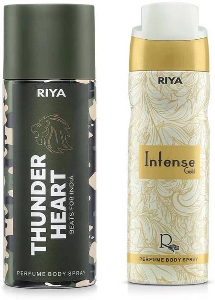 RIYA Thunder Heart & Intense Gold Body Spray Deodorant Long-Lasting Fragrance Perfume Body Spray  -  For Men & Women