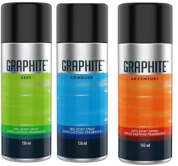 GRAPHITE conquer adventure zest pack of 3 Deodorant Spray  -  For Men & Women