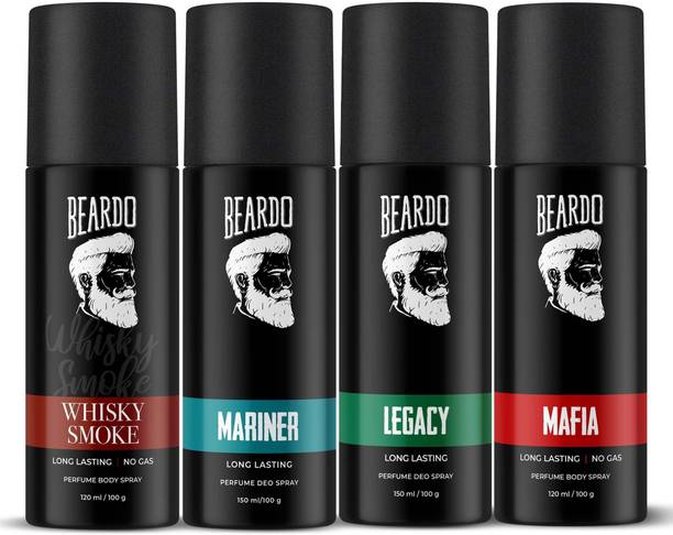 BEARDO Fantastic Deo Set | Whisky Smoke, Mariner, Mafia, Legacy Deodorant Spray  -  For Men