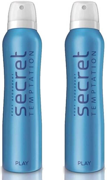 सीक्रेट टेम्पटेशन प्ले डिओड्रेंट स्प्रे पैक ऑफ़ 2 कॉम्बो (150ML प्रत्येक) डिओडोरेंट स्प्रे  -  महिलाओं के लिए