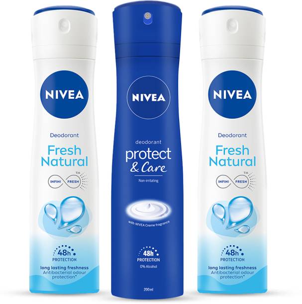 NIVEA Fresh Natural Women Deodorant (Pack of 2) &Protect and Care Deodorant (Pack of 1) Deodorant Spray  -  For Women