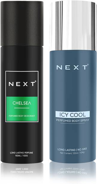 NEXT Premium Chelsea 150ml+Icy Cool 120ml| Long Lasting |Travel Friendly|Perfumed Deodorant Spray  -  For Men & Women