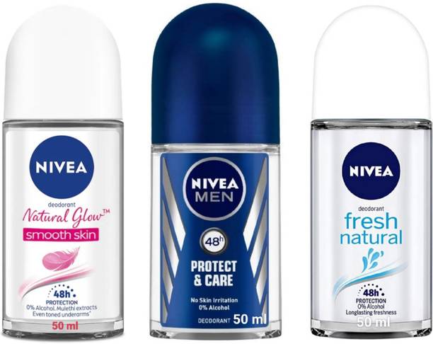 NIVEA Roll On 50ml -Natural Glow Smooth Skin, Protect Care Men , Fresh Natural Deodorant Roll-on  -  For Men & Women