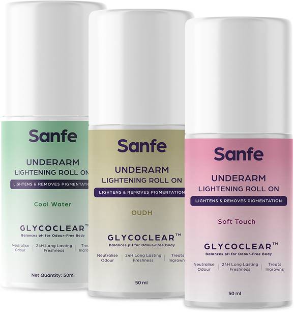 Sanfe Underarm Lightening Roll On with 5% AHA | Lightens Skin 50ml Deodorant Roll-on  -  For Men & Women