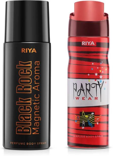 RIYA Black Rock And Party Wear Body Spray Deodorant For Unisex Pack Of 2 Deodorant Spray  -  For Men & Women