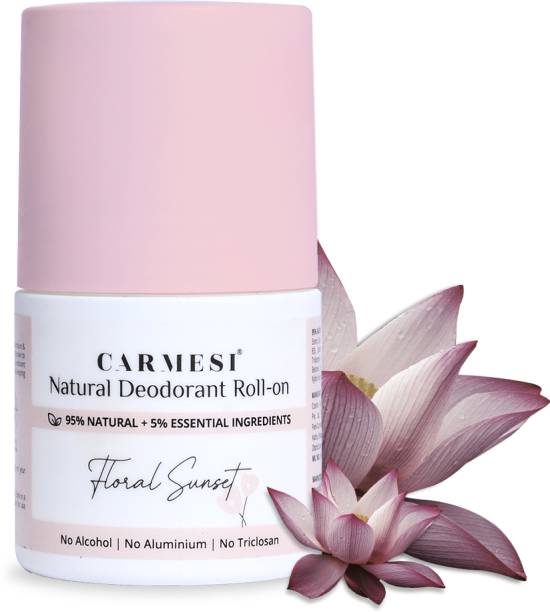 Carmesi Natural Deodorant Roll-on for Women | Controls Sweat & Reduces Underarm Pigmentation | Floral Sunset | 50 ml Deodorant Roll-on  -  For Women