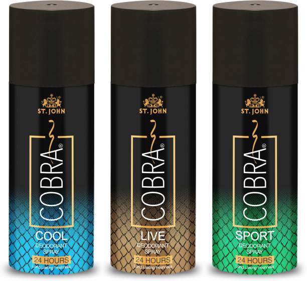 ST-JOHN Cobra Deo Live & Cool & Sports Deodorant Spray  -  For Men & Women