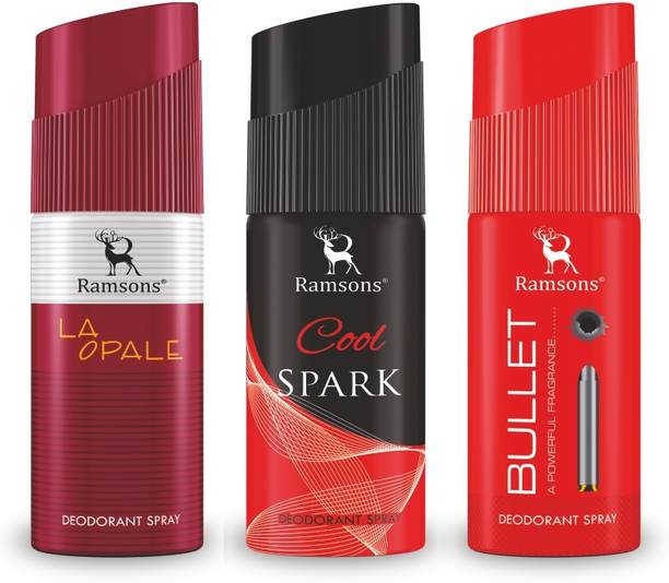 RAMSONS La Opale, Cool Spark & Bullet Deodorant Combo Pack of 3 Deodorant Spray  -  For Men & Women