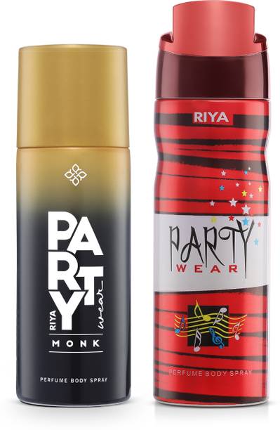 RIYA Unisex Spray 200 ml & Monk 150 Deodorant | Long Lasting Fragrance | Set of 2 Body Spray  -  For Men & Women