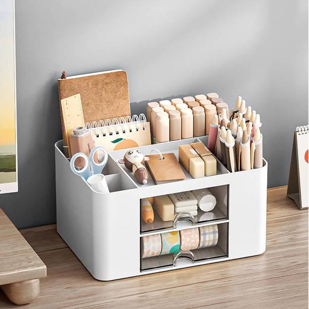 SCONERY 7 Compartments Plastic Countertop Storage for Dressing Table & Stationery items