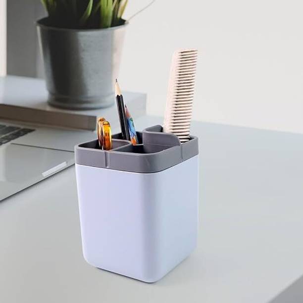 Aruklie 4 Compartments Premium Quality Plastic Multi-Compartment Desk Organizer
