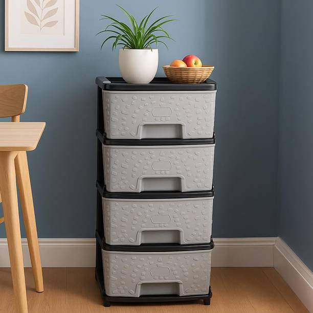 Vallaree 4 Layer Drawer Storage Organizer Multipurpose Plastic Free Standing Cabinet