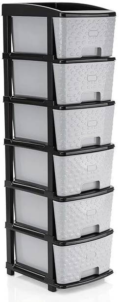 J K INTERNATIONAL 6 Compartments Plastic Drawers Storage Organizer For Home, Office