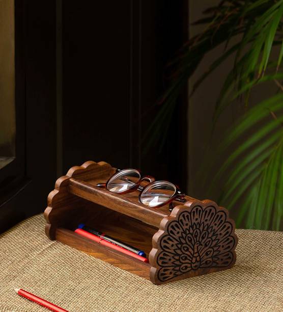 ExclusiveLane 2 Compartments Sheesham Wood Table Organiser