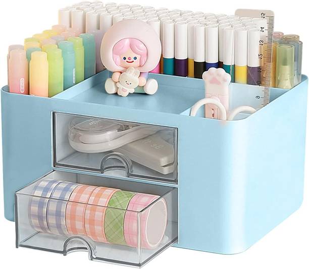 OTISTORES 7 Compartments Plastic Pencil Pen Holder