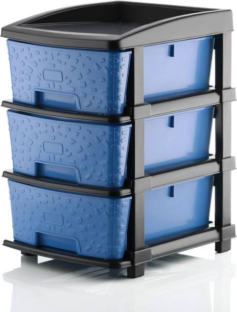 PALAK 3 Plastic Modular Transparent Drawer System for Home, Office, Hospital, Parlor Plastic Free Standing Chest of Drawers