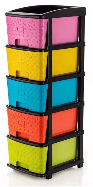 PALAK 5 Plastic Modular Transparent Drawer System for Home, Office, Hospital, Parlor Plastic Free Standing Chest of Drawers