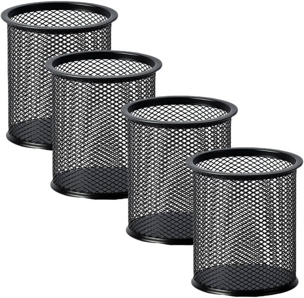 Stadash 3 Compartments Metal Pen Holder & Pencil Stand, Desk Organizer for Office, Study Table,Classroom 4pcs