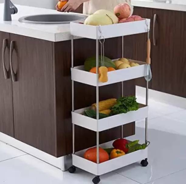 JAY MAHAKAL MULTIPURPOSE KITCHEN TROLLEY/RACK FOR VEGETABLE AND FRUITS 4XL Plastic Kitchen Trolley